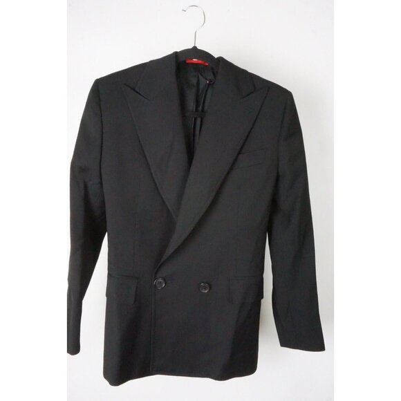 Isaia Solid Black Peak Lapel 100% Wool Womens Blazer Jacket Sz 40 BRAND NEW